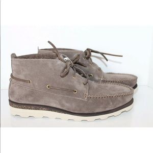 Clarks Dakin Men Taupe Suede Deck Lace-up Chucka Boot Shoes Wool Lined 10.5